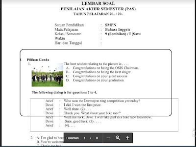 Soal Pas Bahasa Inggris Kelas 9 Kurikulum 2013 Smp Mts Soal Pelajaran