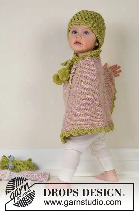 PONCHO DE NIÑA tejido a crochet y agujas