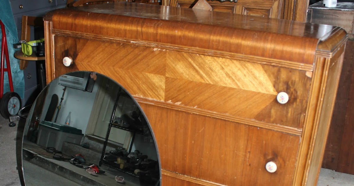 Antique Waterfall Vanity With Round Mirror Decorating Ideas Antique Waterfall Dresser With Round Mirror Famous 2018
