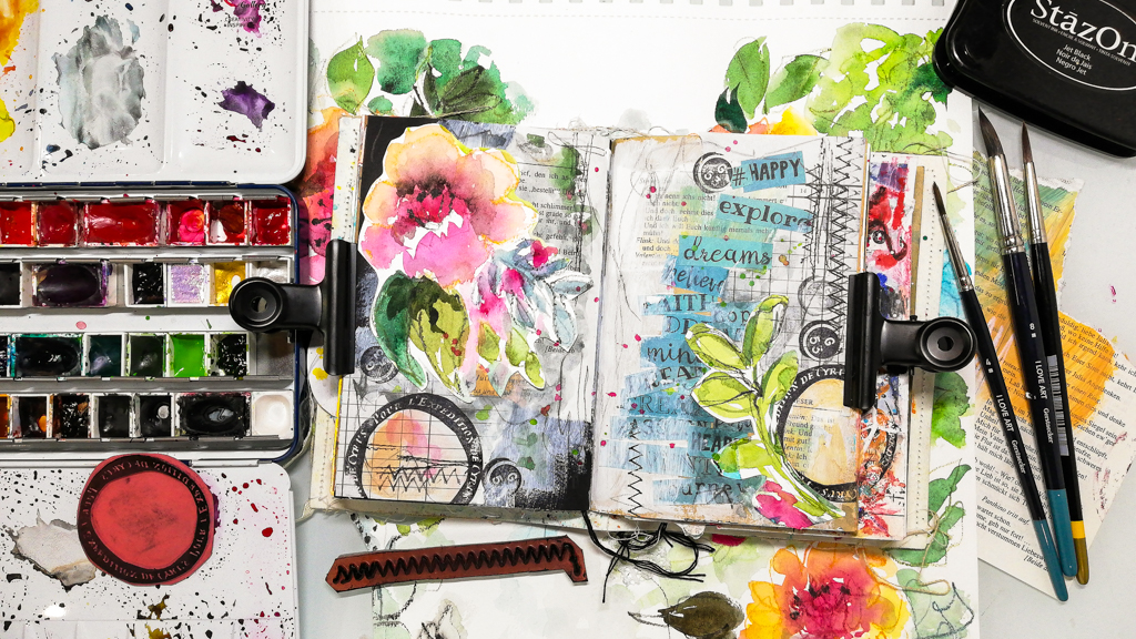 Mixed Media Art Journal Collage – Process Video – Susanne Rose Art