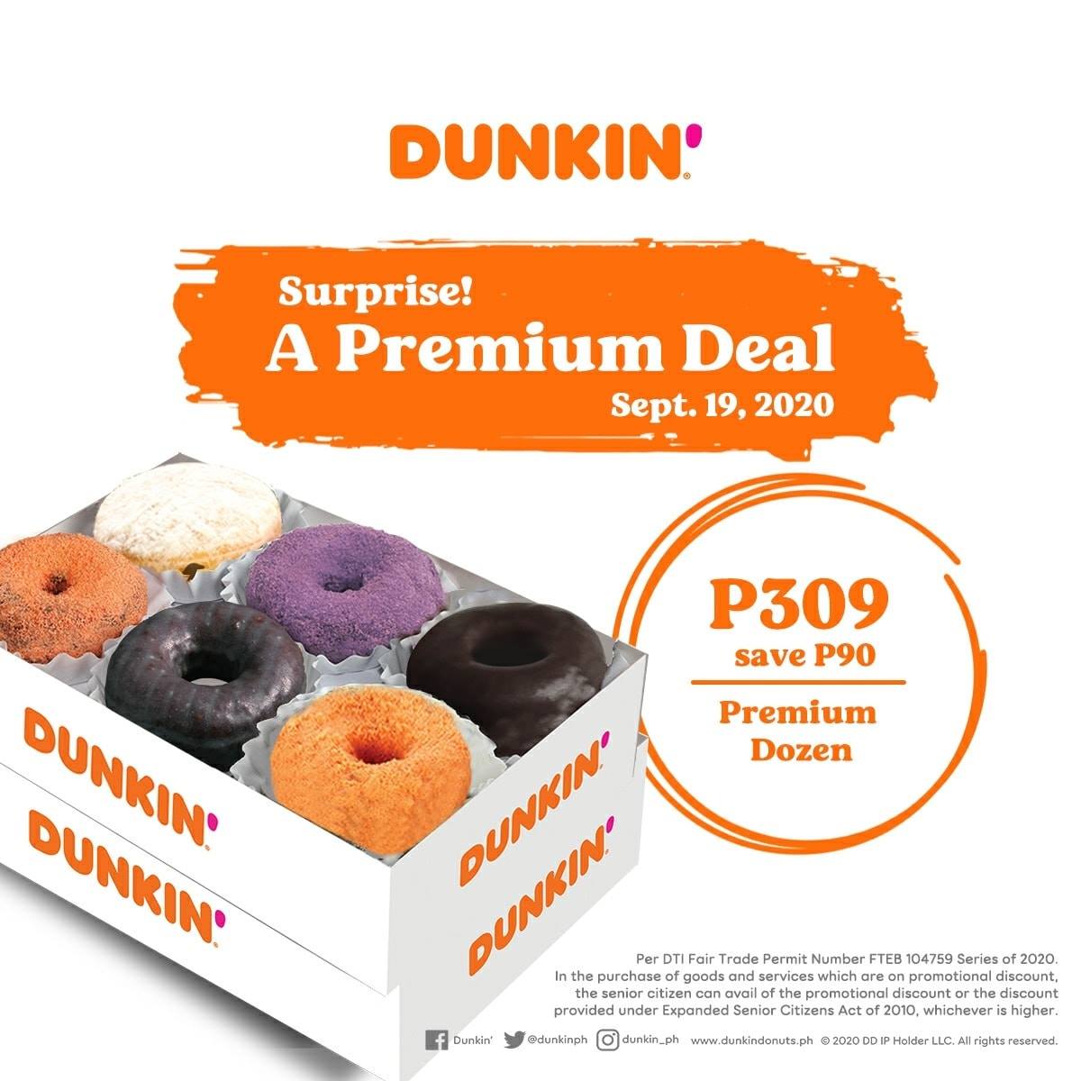 Manila Shopper Dunkin' Premium Deal Promo Sept 19 2020
