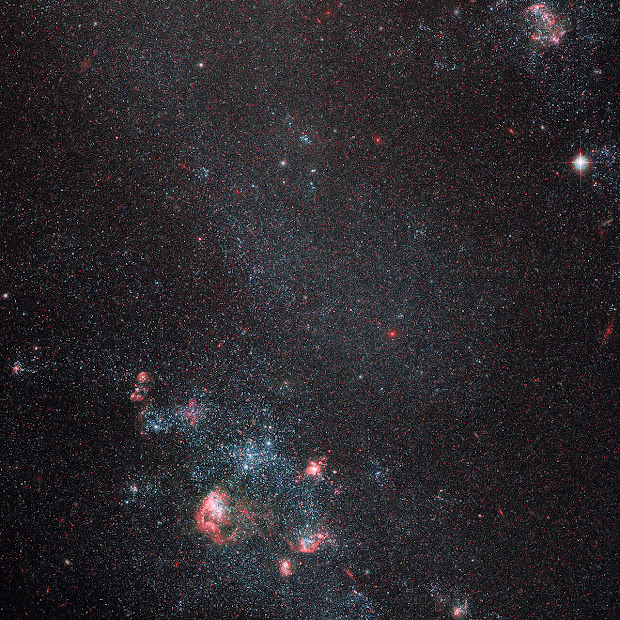 Dwarf Irregular Galaxy IC 2574 as imaged by Hubble