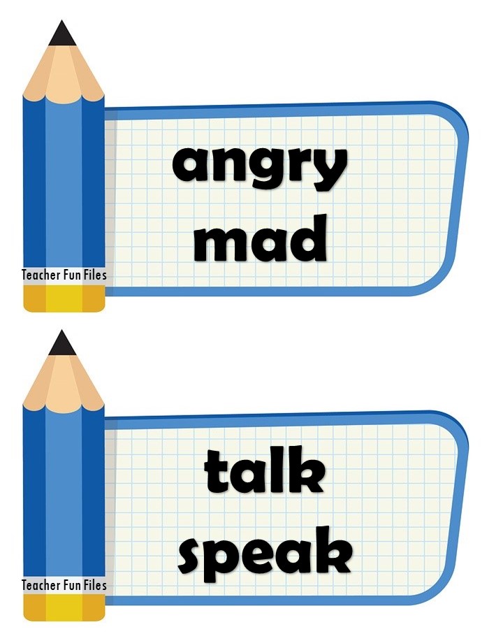 Synonyms Flashcards Printables Printable Word Searches