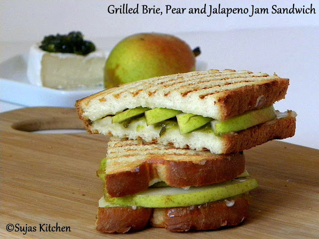 How to make a Grilled Brie, Pear and Jalapeno Jam Sandwich, Hot & sweet fruit sandwich,