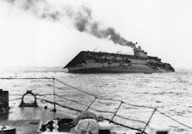 Royal Navy aircraft carrier HMS Courageous after being torpedoed on 17 September 1939 worldwartwo.filminspector.com