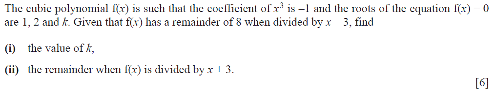 IGCSE Additional Mathematics: Representative Problems: Topic 5: Factors ...