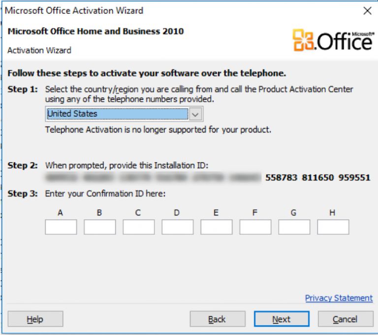 microsoft office confirmation code