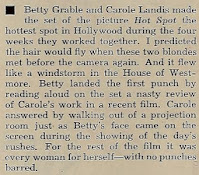 Carole Landis Betty Grable Feud