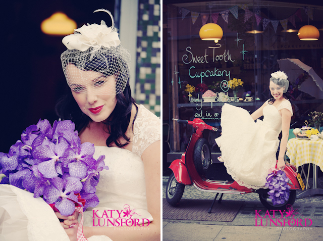  a birdcage veil and a bright red vintage vespa Did you see Part 1