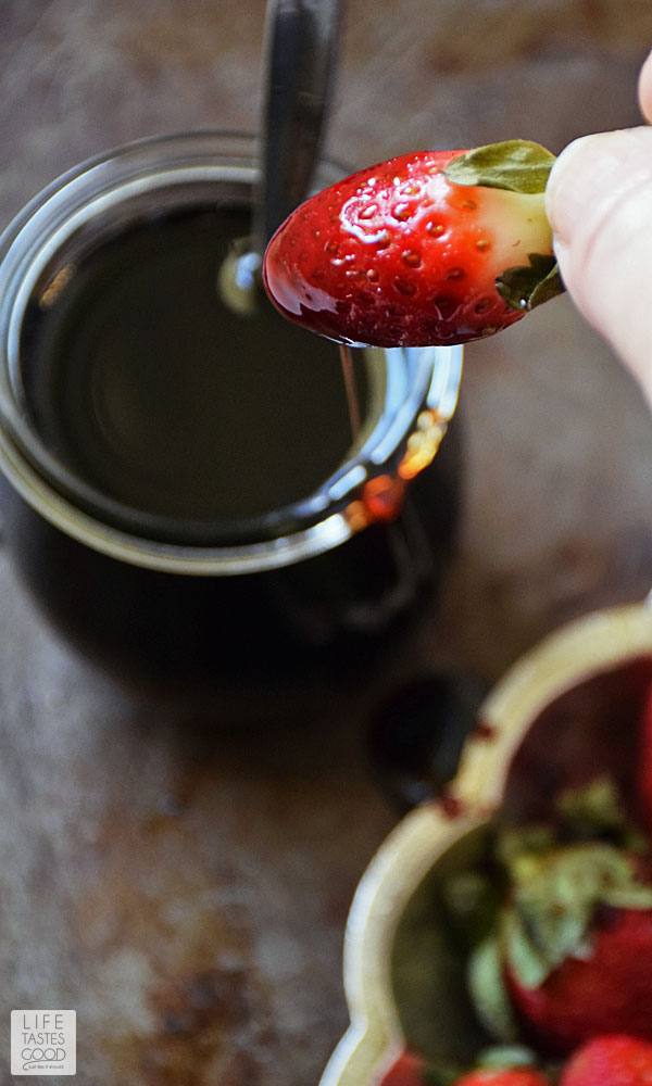 Strawberries with Balsamic Glaze | by  Life Tastes Good is a sweet and tangy treat that is easy to make and versatile too! #LTGRecipes #SundaySupper #FLStrawberry