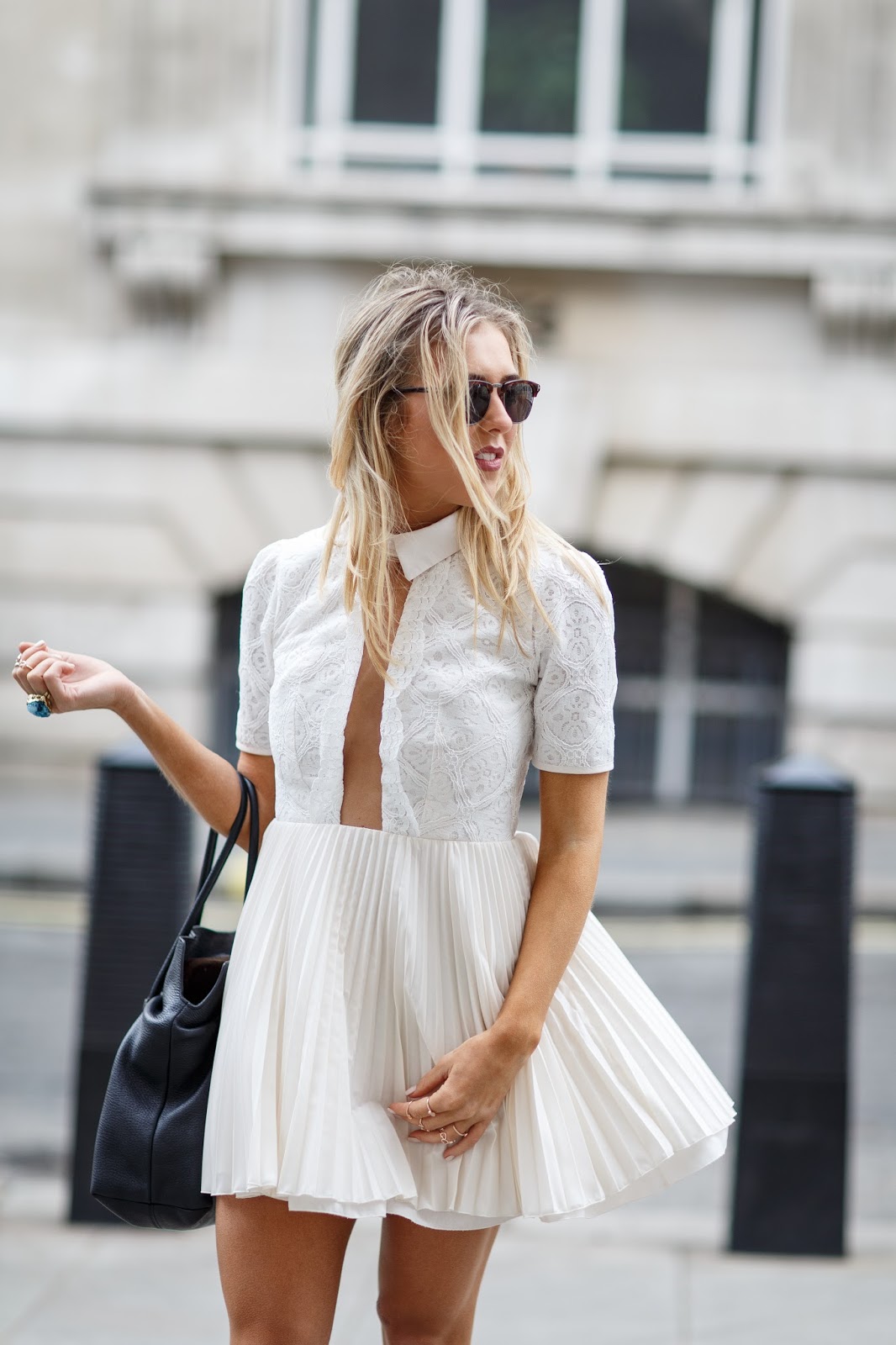 Emtalks: White Lace Pretty Dress With The All Saints Papin Leather