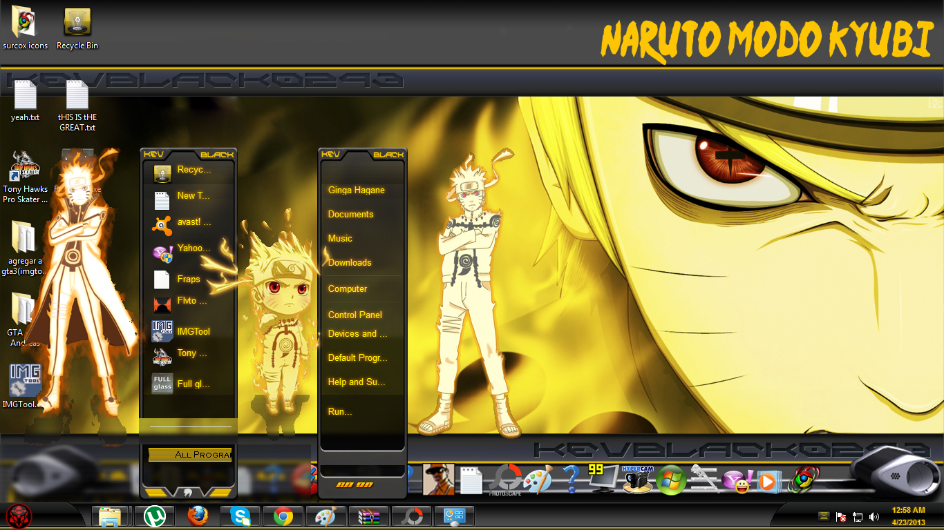 LightUzumaki: Naruto Kyubi Yellow Theme For Windows 7