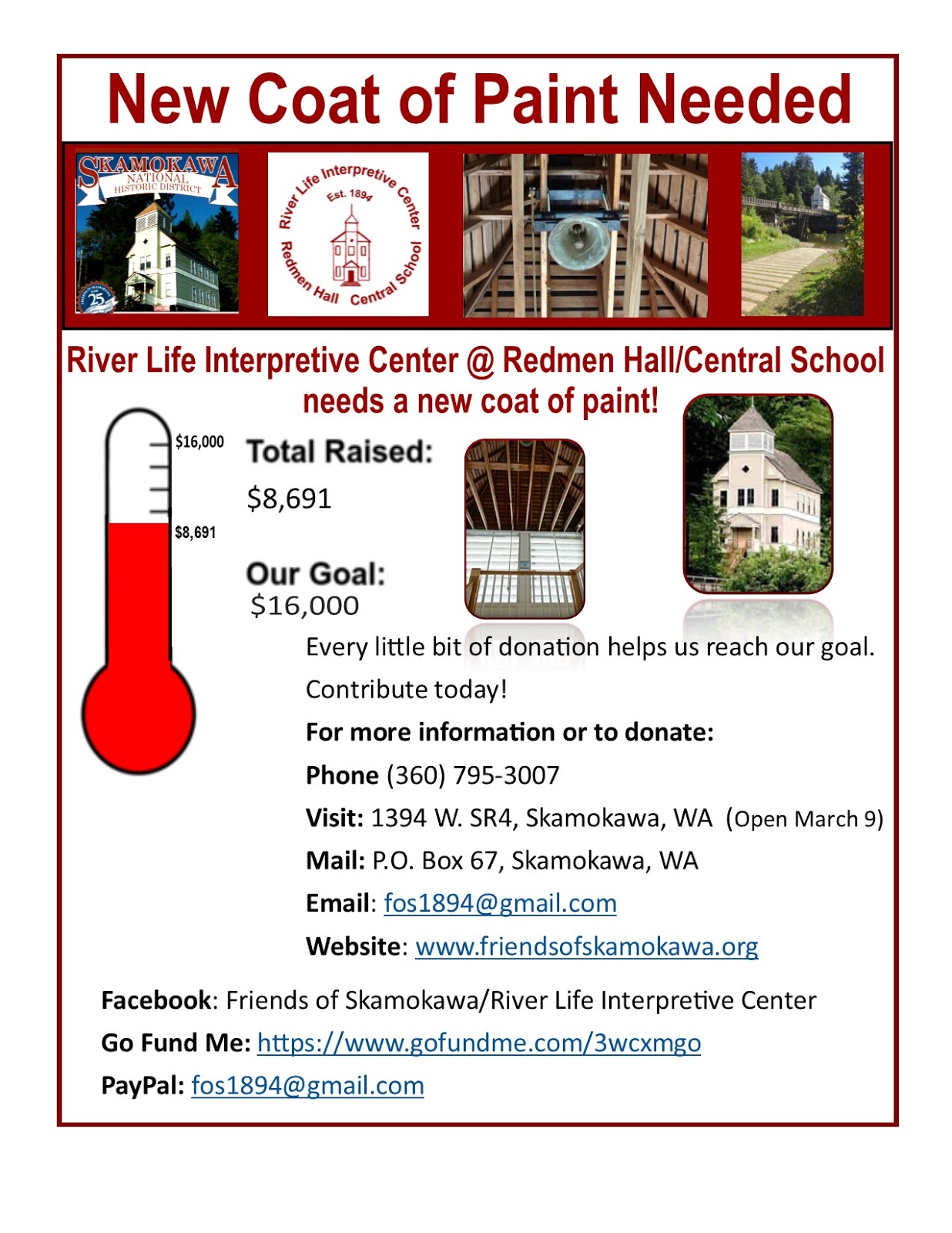 Friends of Skamokawa 1894 School House Needs Painting Updates and