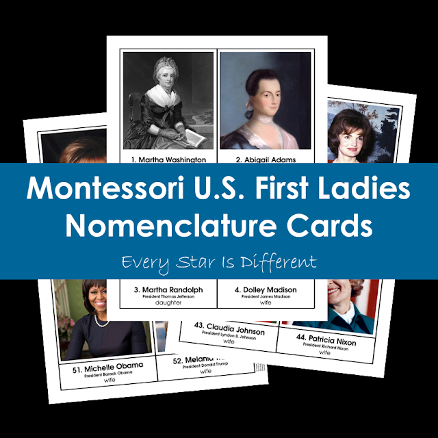 Montessori U.S. First Ladies Nomenclature Cards