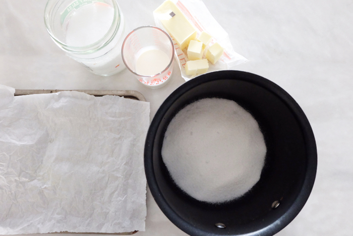 prepping caramel ingredients