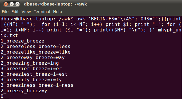 linux awk command