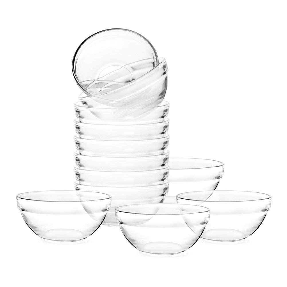 Mini 3.5 Inch Glass Bowls for Kitchen Prep, Dessert, Dips, and Candy