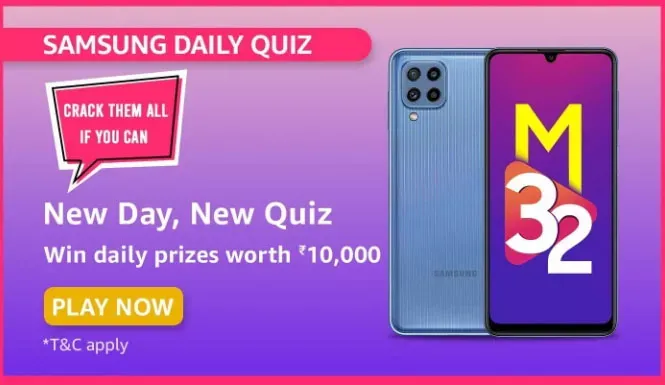 Amazon Samsung Galaxy M32 Daily QuizTime Quiz