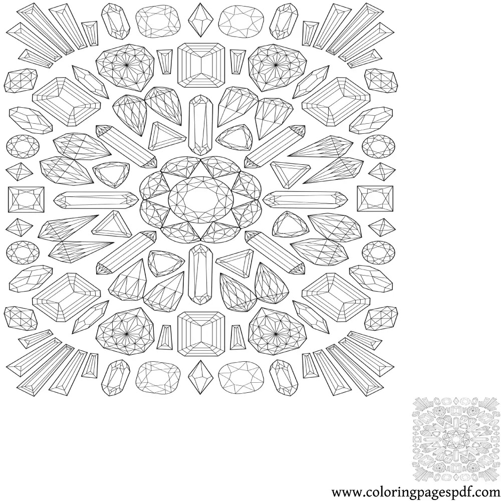 Coloring Page Of Diamonds Mandala