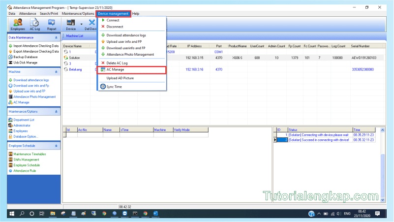 tutorialengkap - 2 cara mengatasi log memori penuh error no more space pada mesin absensi fingerprint