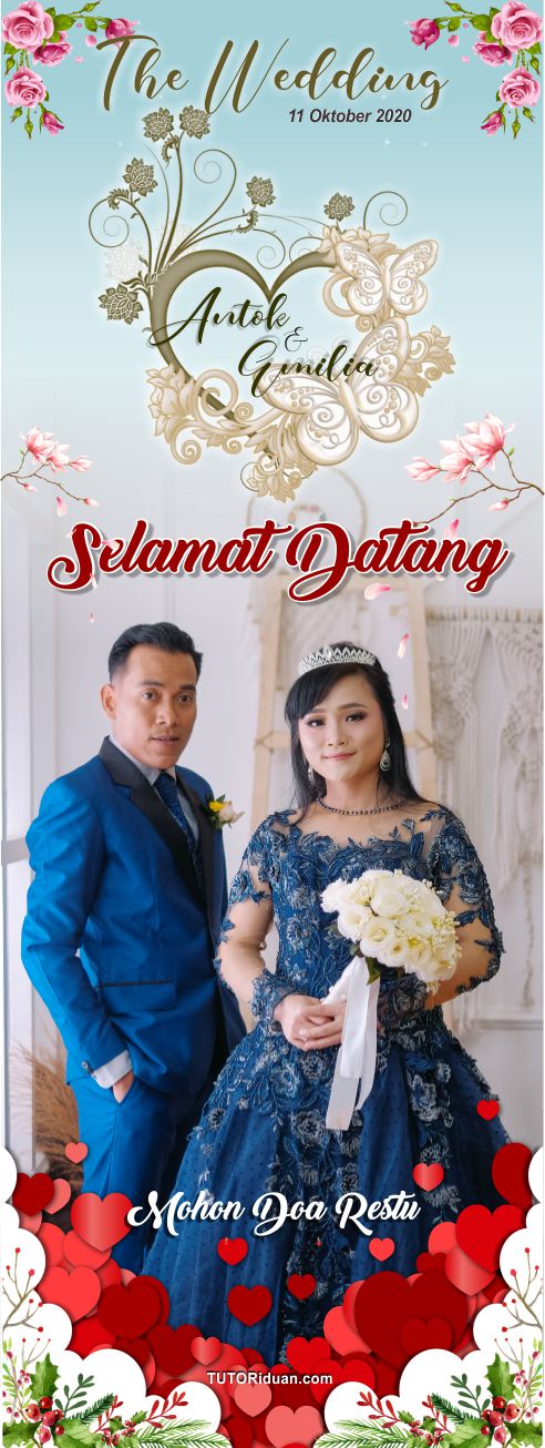 Desain X Banner Wedding dengan CorelDraw (Free CDR) - TUTORiduan.com