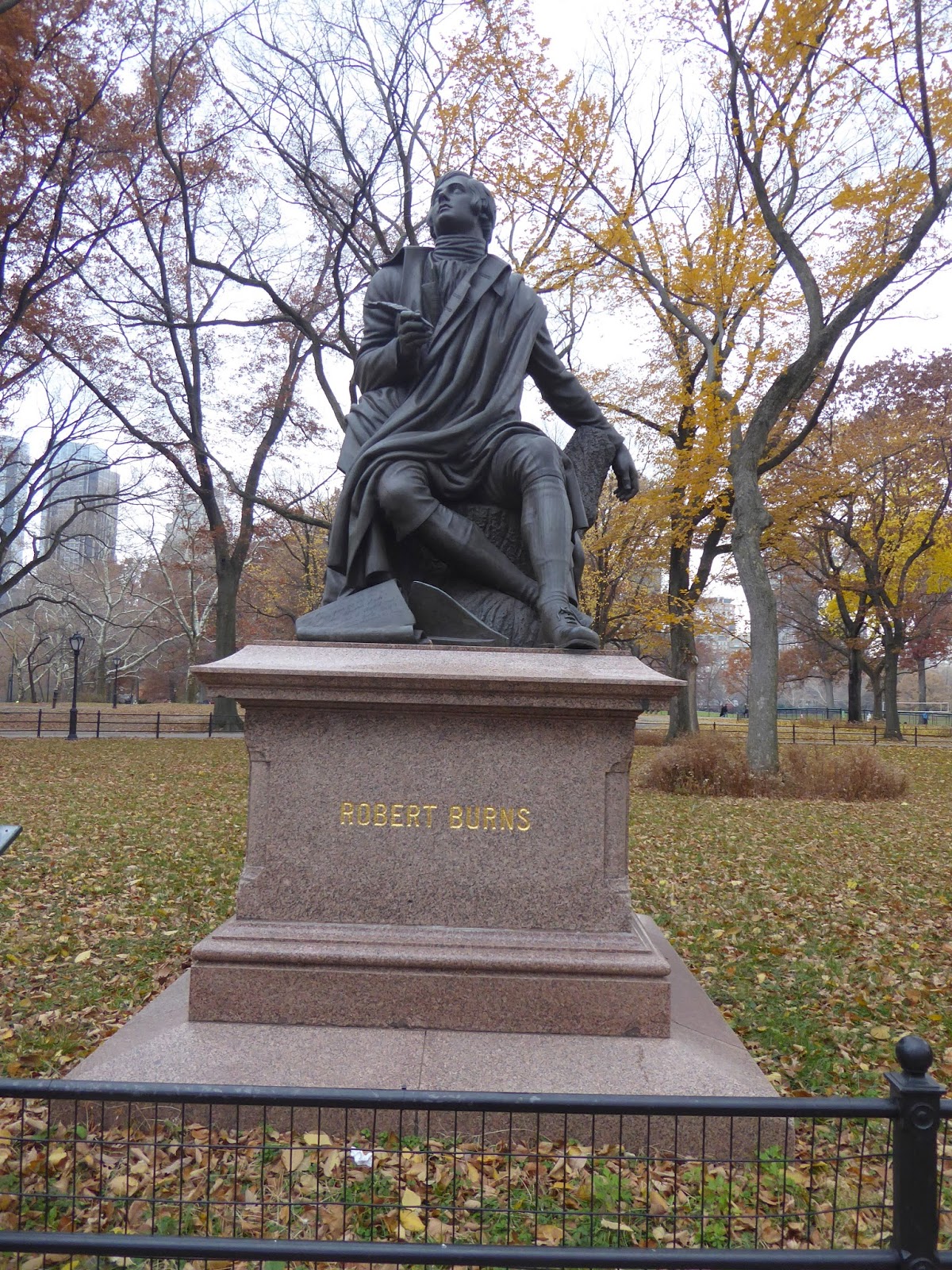 Photoops Statue of Historic Figure Robert Burns Central Park, NY, NY