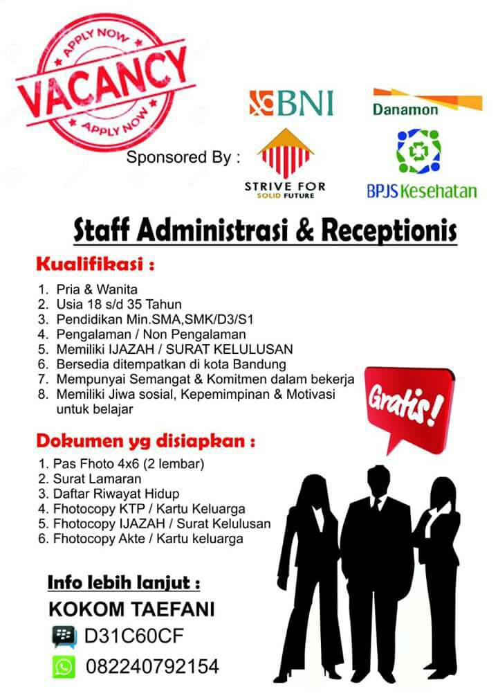 Lowongan Kerja Staff Administrasi Receptionis Lowongan Kerja