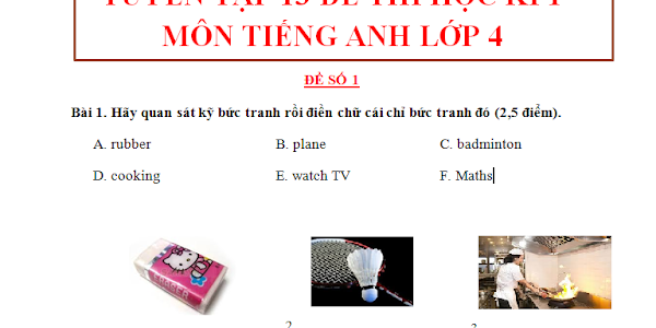 [EBOOK] TUYỂN TẬP 13 ĐỀ THI HỌC KỲ 1 TIẾNG ANH 4