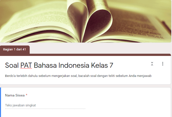 Soal PAT Online Bahasa Indonesia SMP Kelas 7 Kurikulum 2013 Tahun Pelajaran 2019/2020