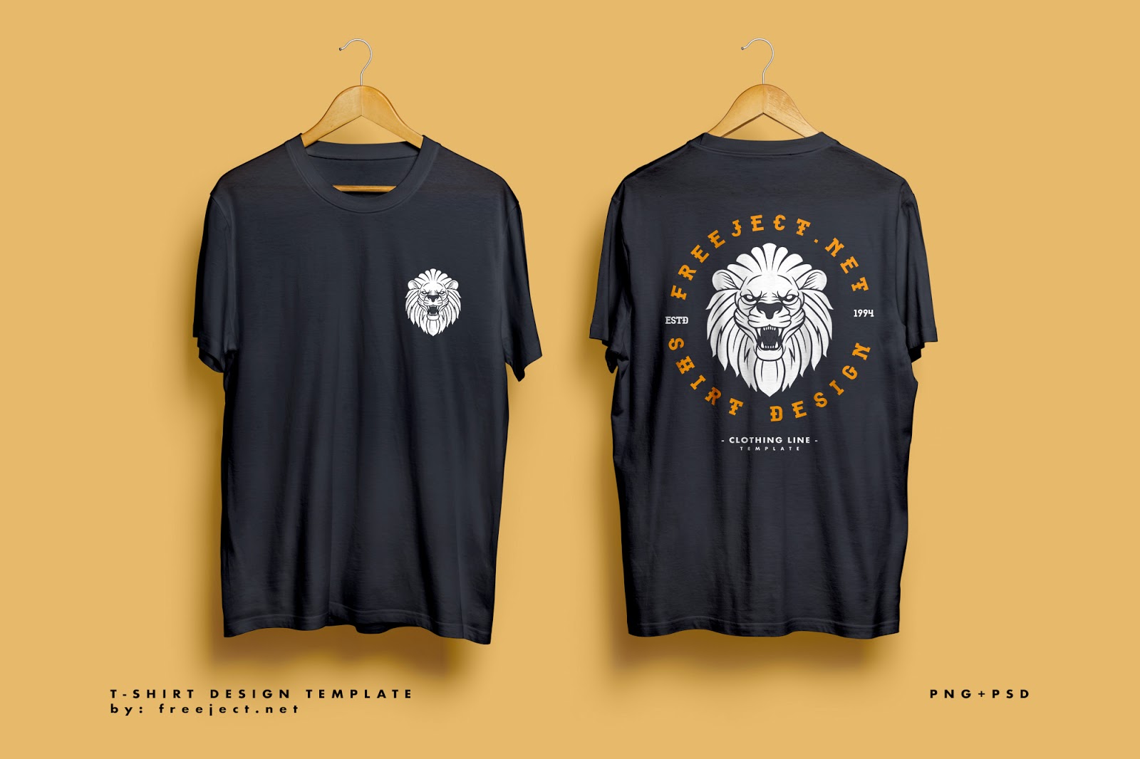 Lion Badge Retro Design Free Download T Shirt Design Template PSD File