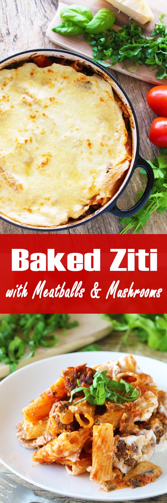 Baked Ziti with Mushrooms and Meatballs Cafe Delites