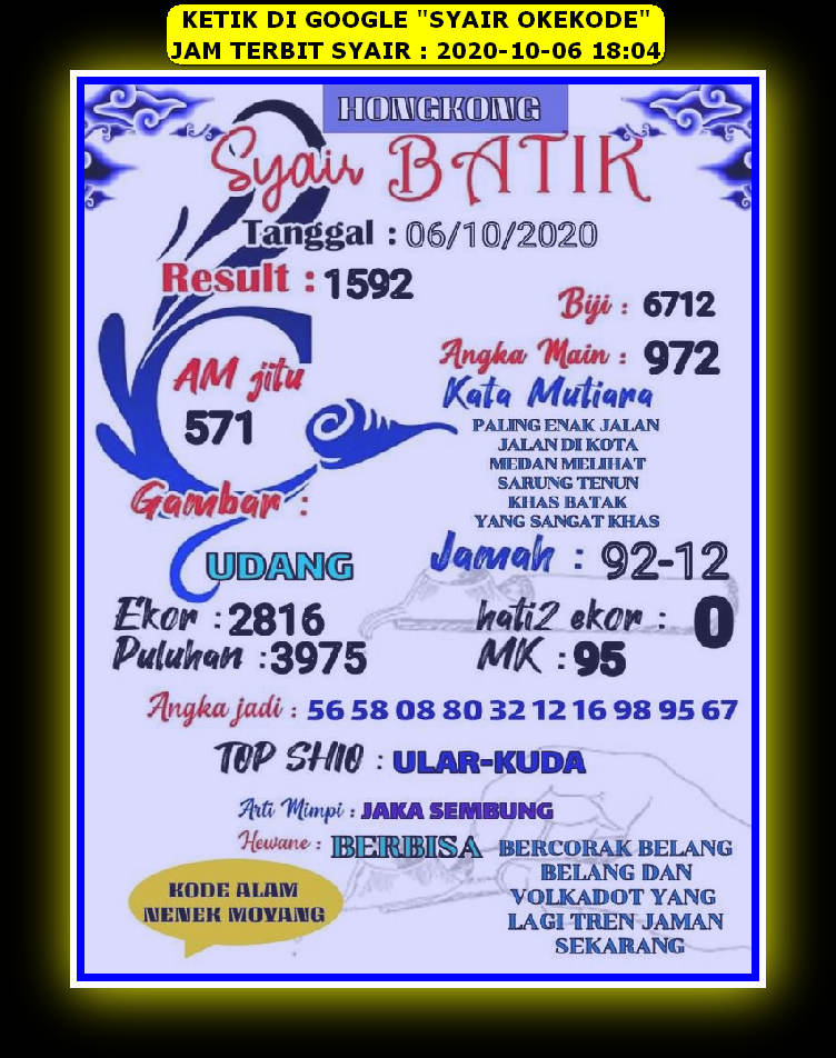 1 New Message) Kode Syair Hongkong 6 Oktober 2020 - Forum Syair Togel  Hongkong Singapura Sydney