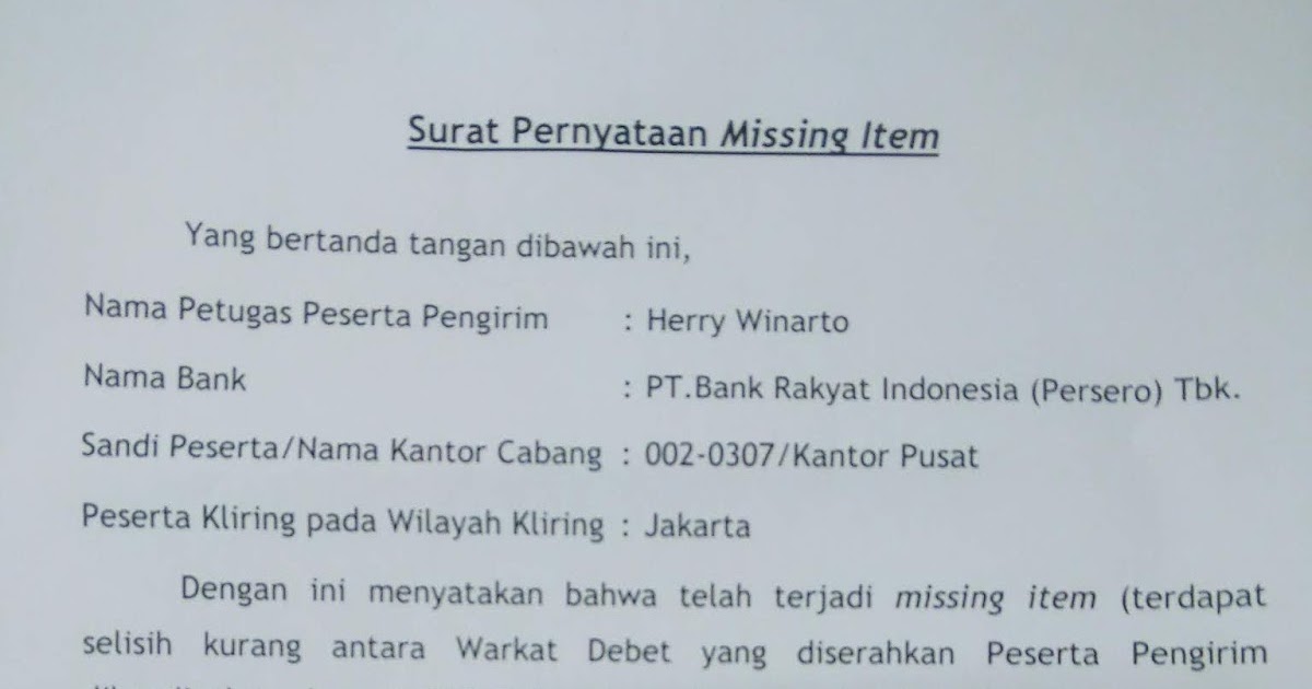 Missing items