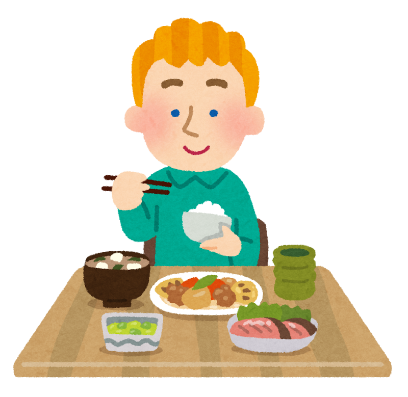 和食を食べる白人の男性のイラスト かわいいフリー素材集 いらすとや