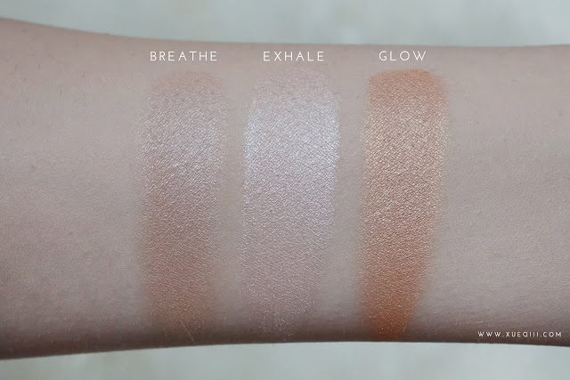 Makeup Revolution | Radiance Highlighter Palette Review and Swatches Shades L to R Breathe, Exhale, Glow