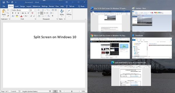 Schermo diviso su Windows 10