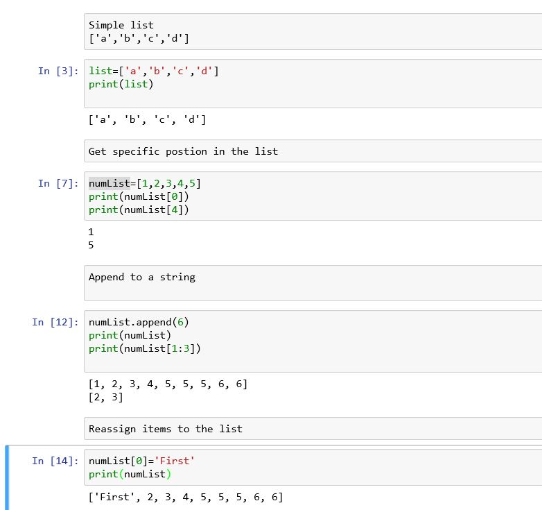 Web Snippets: Lists in Python
