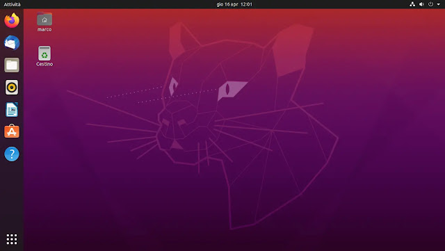 Ubuntu 20.04 LTS al primo avvio