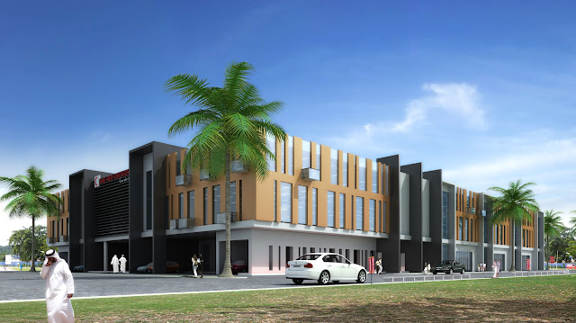 Abu Dhabi House & Commercial  3D Front Elevation