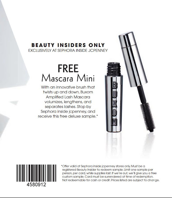 This image in a snippet from Sephora inside JcPenney for a free deluxe sample of Buxom Mascara.