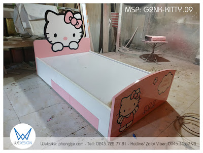 Giường 1m2 - 2 ngăn kéo Hello Kitty G2NK-KITTY.09