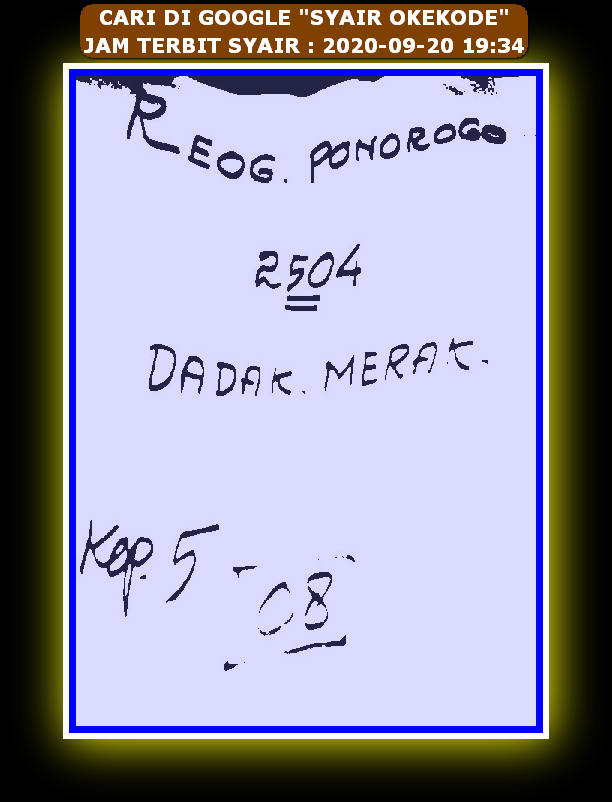 Syair hk 20 September 2020 KODE SYAIR SGP SYAIR HK SYAIR