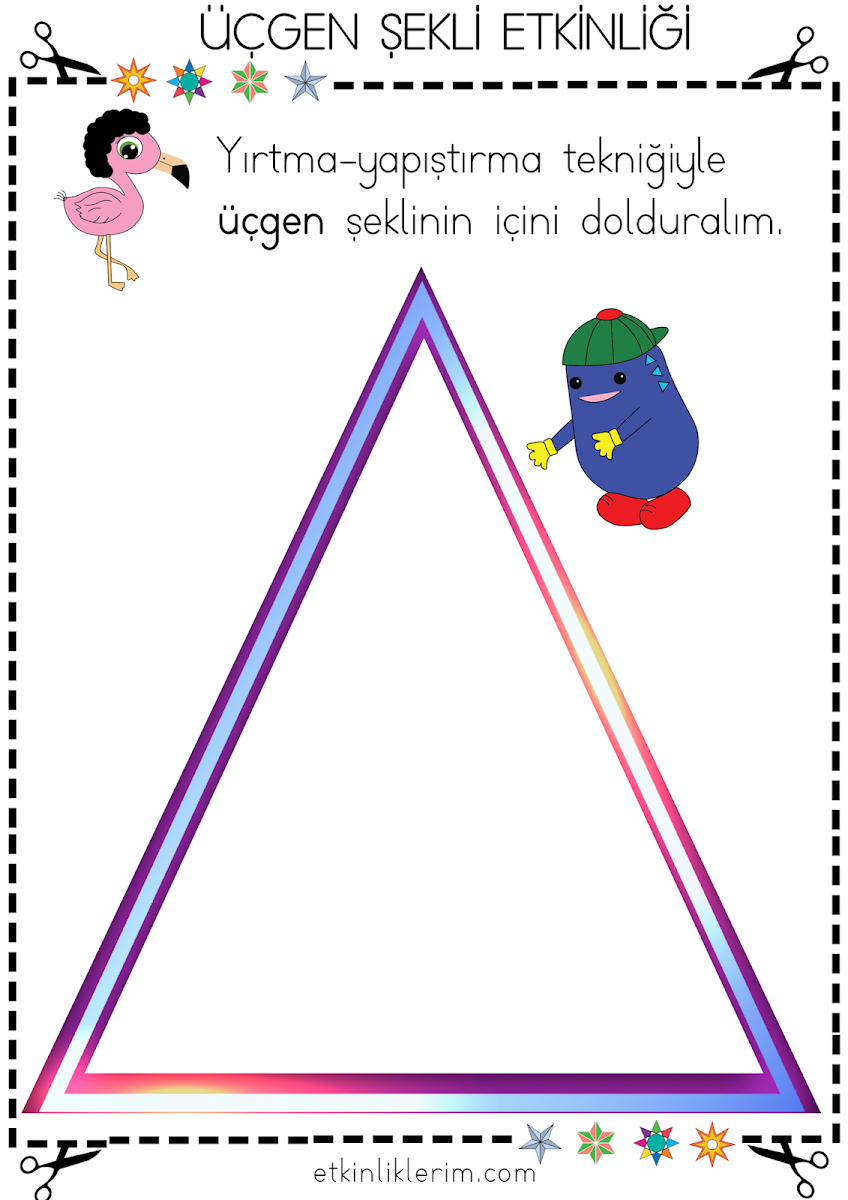 Üçgen Şekli Yırt Yapıştır Okul Öncesi