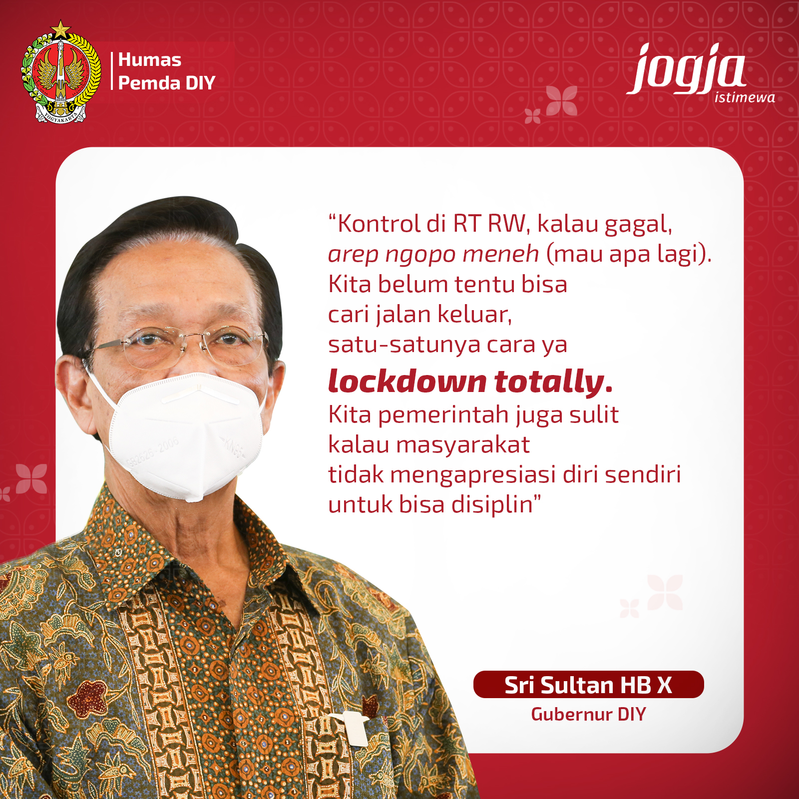 Corona di Yogya Menggila, Sultan: Mau Apa Lagi, ya Lockdown! | PORTAL ISLAM