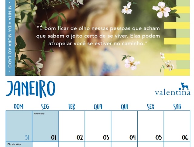 Editora Valentina lança calendário temático para 2018