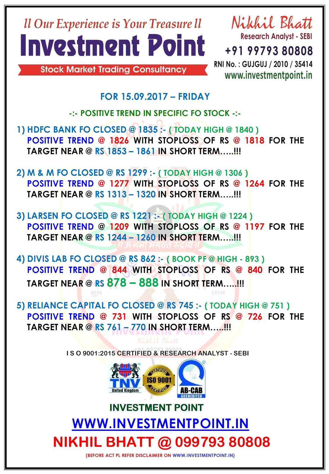 Market Trend English IPoint INVESTMENT POINT 15.09.2017