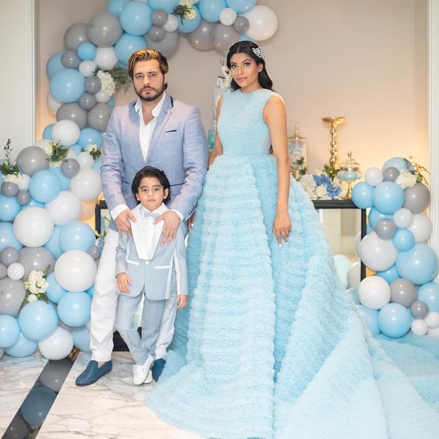 Family photos of Farhana Bodi with her son and husband