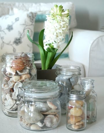 tabletop decorating with glass jars