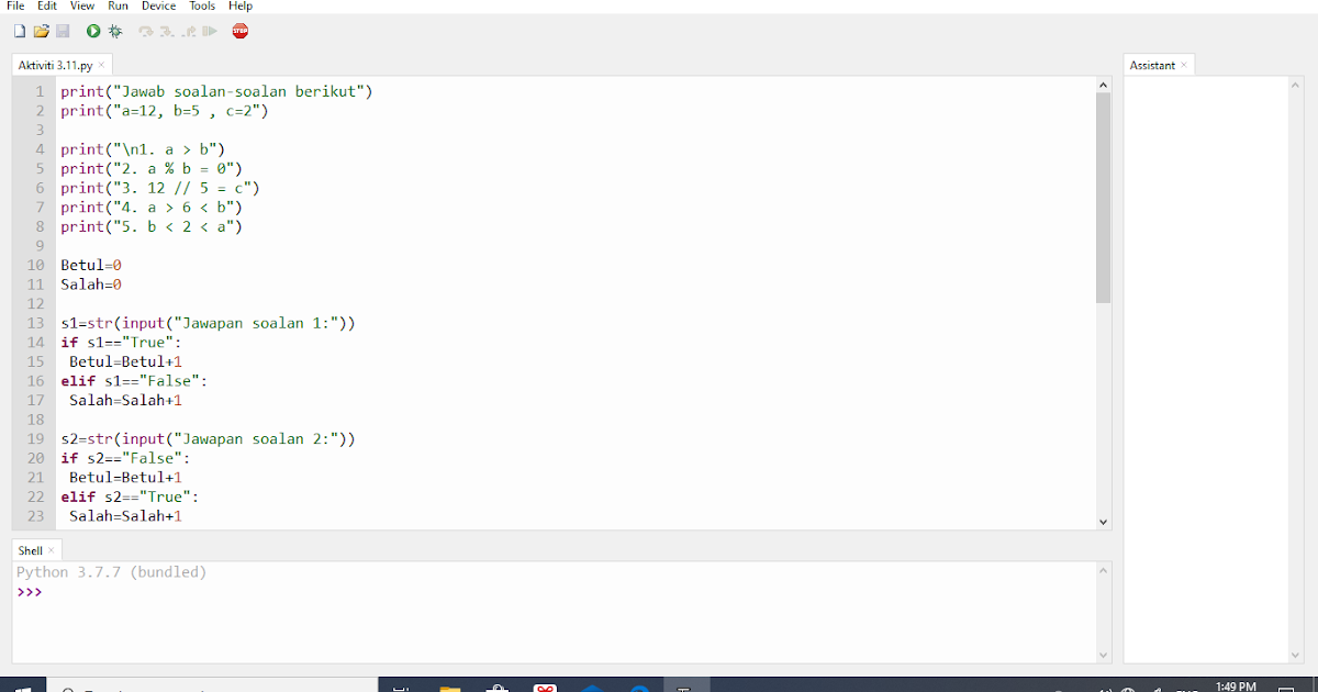 Ask Tingkatan 2 Aktiviti 3.11(Thonny）