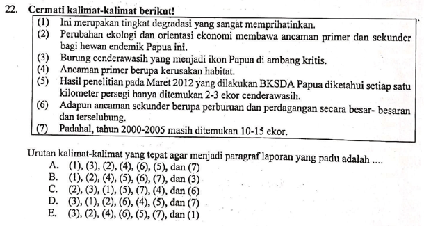 MENGURUTKAN KALIMAT ACAK PARAGRAF LAPORAN AGAR MENJADI PADU (PEMBAHASAN